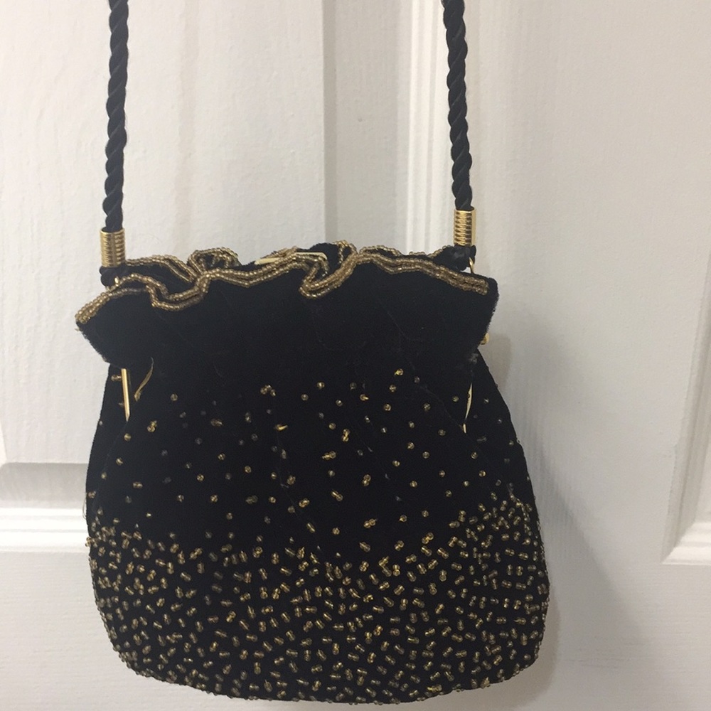 Vintage Heavy Beaded Sling Evening Bag